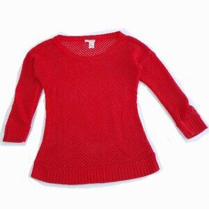 DKNY Jeans Mesh Sweater | Vibrant Red | Size S Casual and Cool Style